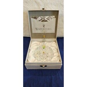 WATERFORD Holiday Amber Crystal Snowflake Ornament 2014 Wishes for Peace 154682